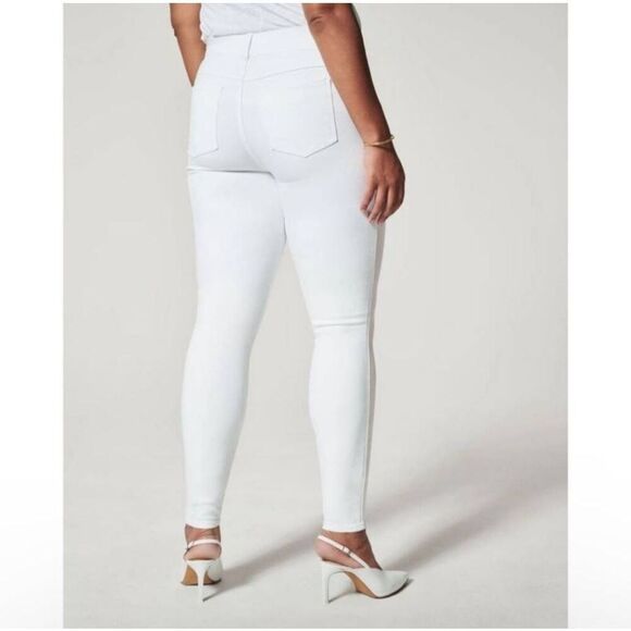 Spanx White Ankle Pull-On Skinny Jeans Pants Sz L Slimming Shaping 20271R - Picture 2 of 11